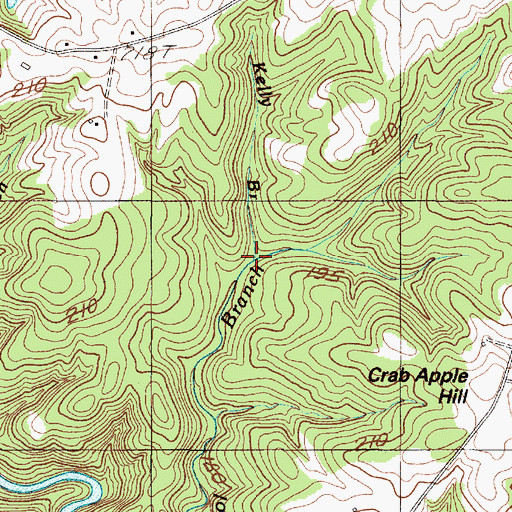 Topographic Map of Kelly Branch, SC