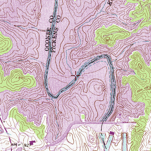 Topographic Map of Kelly Creek, SC