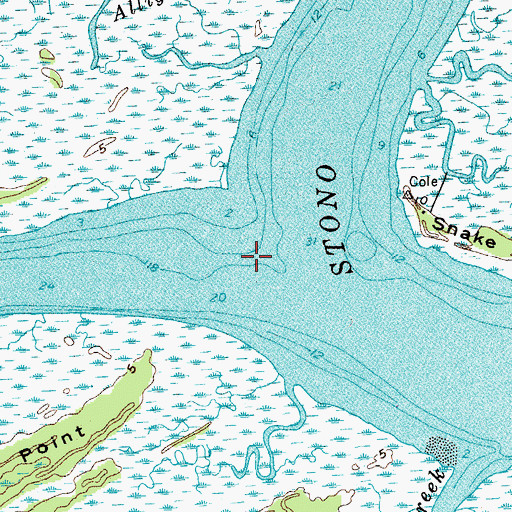 Topographic Map of Kiawah River, SC