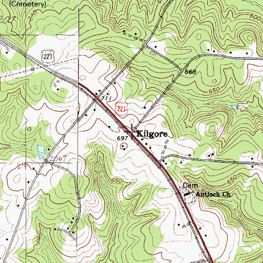 Topographic Map of Kilgore, SC