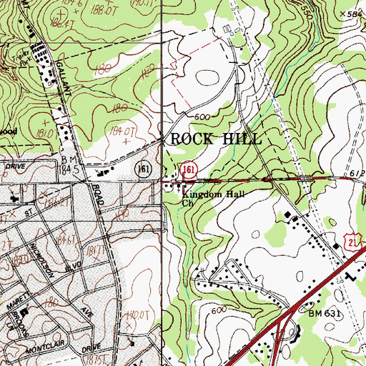 Topographic Map of Kingdom Hall Church, SC