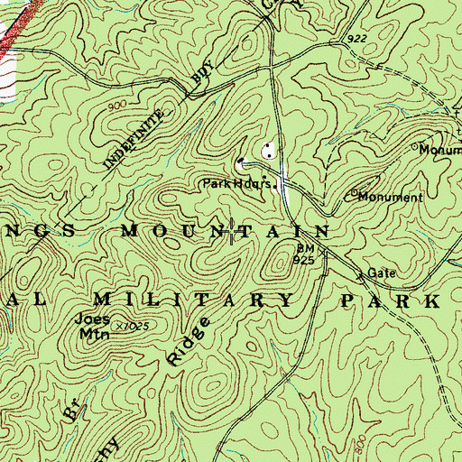 Topographic Map of Kings Mountain National Military Park, SC