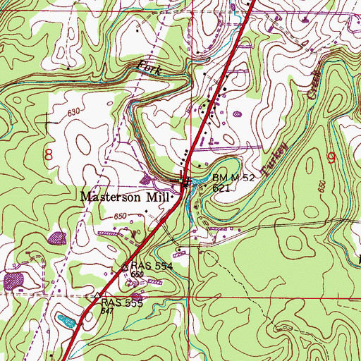 Topographic Map of Masterson Mill, AL