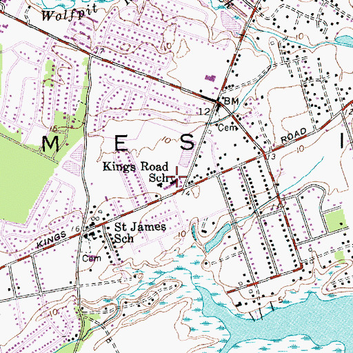 Topographic Map of Kings Road School, SC