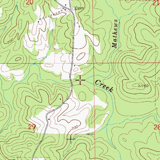 Topographic Map of Mathews Branch, AL