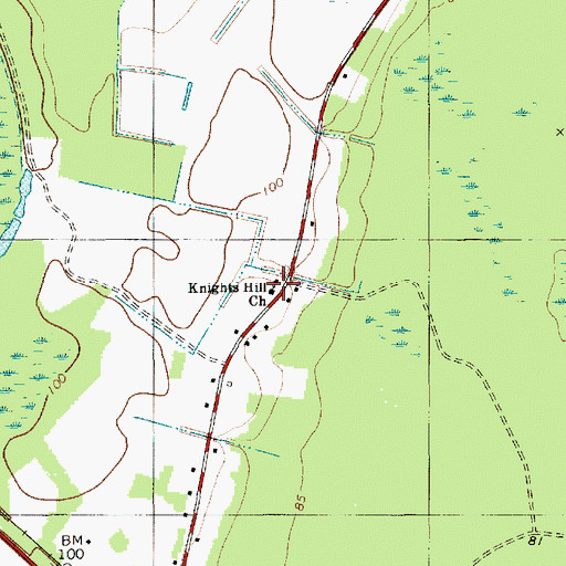 Topographic Map of Knights Hill Church, SC