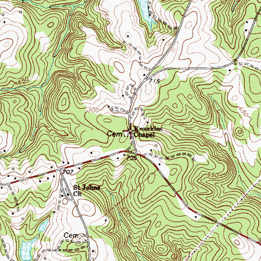 Topographic Map of Knuckles Chapel, SC