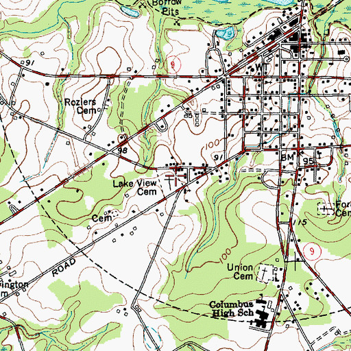 Topographic Map of Lake View Cemetery, SC