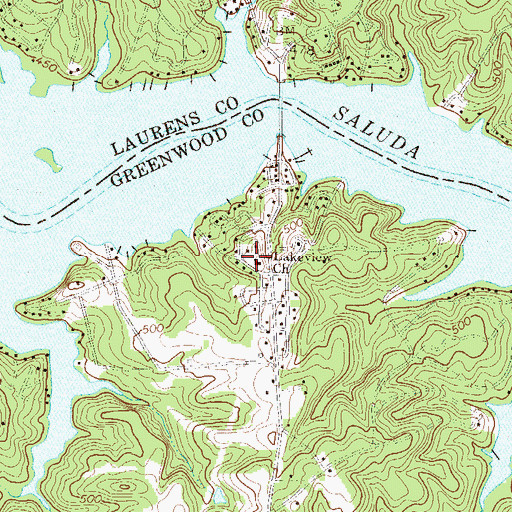 Topographic Map of Lakeview Church, SC