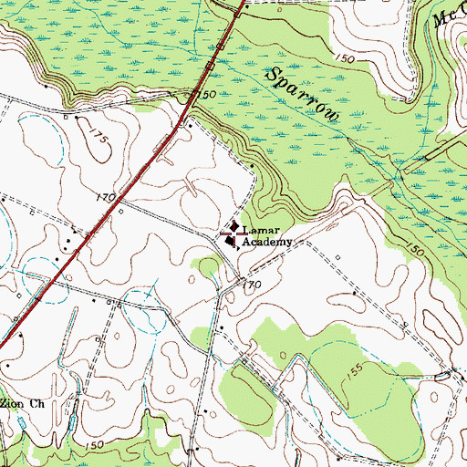 Topographic Map of Lamar Academy, SC