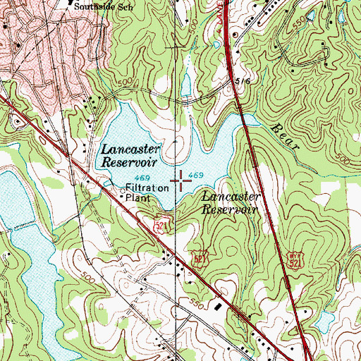 Topographic Map of Lancaster Reservoir, SC