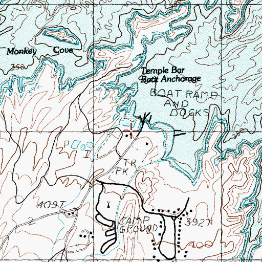 Topographic Map of Temple Bar Boat Anchorage, AZ