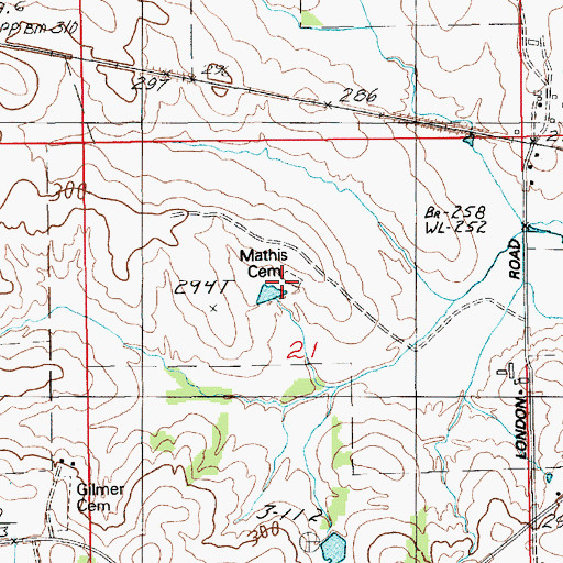 Topographic Map of Mathis Cemetery, AL