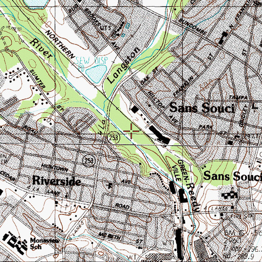 Topographic Map of Langston Creek, SC