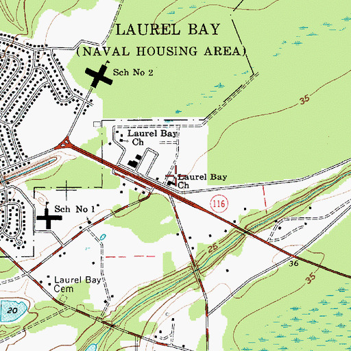 Topographic Map of Laurel Bay Church, SC