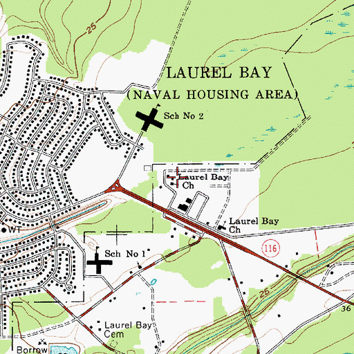 Topographic Map of Laurel Bay Church, SC