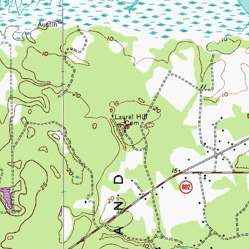 Topographic Map of Laurel Hill Cemetery, SC