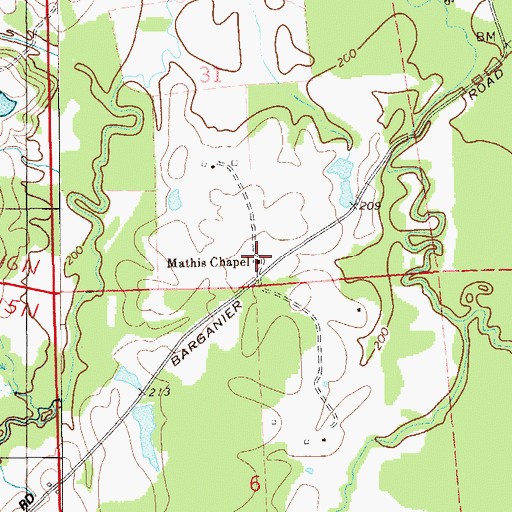 Topographic Map of Mathis Chapel, AL