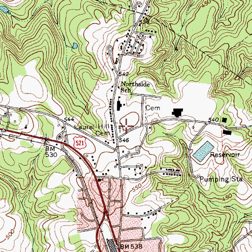 Topographic Map of Laurel Hill Cemetery, SC
