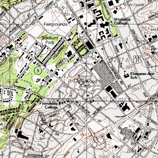 Topographic Map of Laurelwood Cemetery, SC