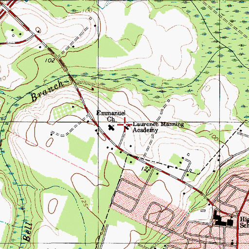 Topographic Map of Laurence Manning Academy, SC