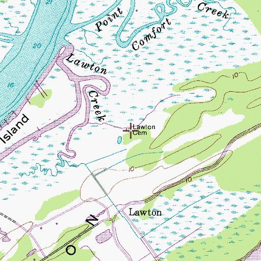Topographic Map of Lawton Cemetery, SC