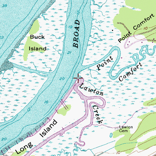 Topographic Map of Lawton Creek, SC