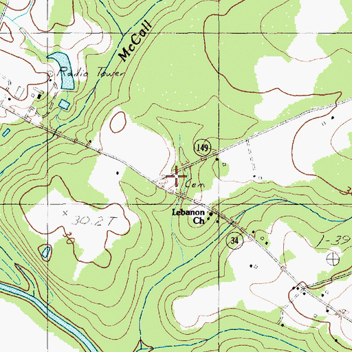 Topographic Map of Lebanon Cemetery, SC