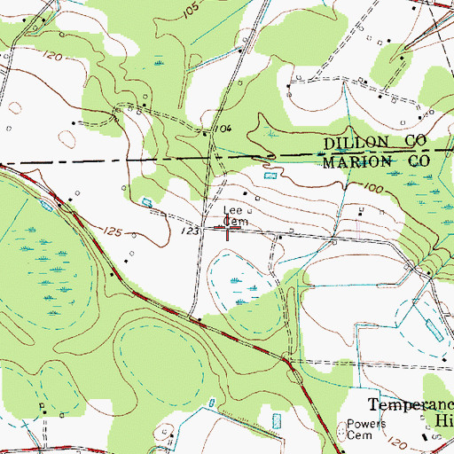 Topographic Map of Lee Cemetery, SC