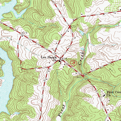 Topographic Map of Lee Shoals Church, SC