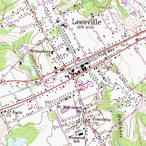 Topographic Map of Leesville, SC
