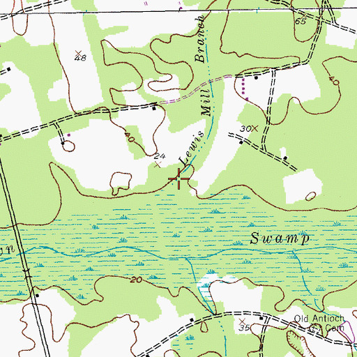Topographic Map of Lewis Mill Branch, SC