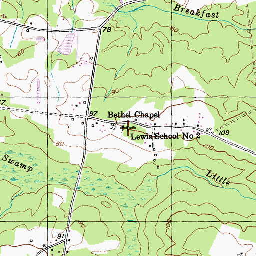 Topographic Map of Lewis School Number 2, SC