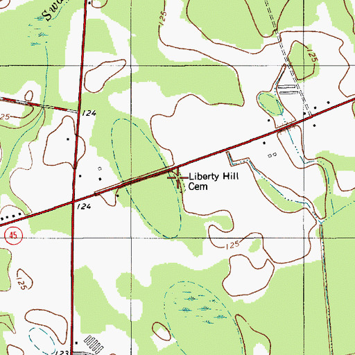 Topographic Map of Liberty Hill Cemetery, SC