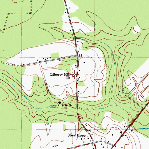 Topographic Map of Liberty Hill Church, SC