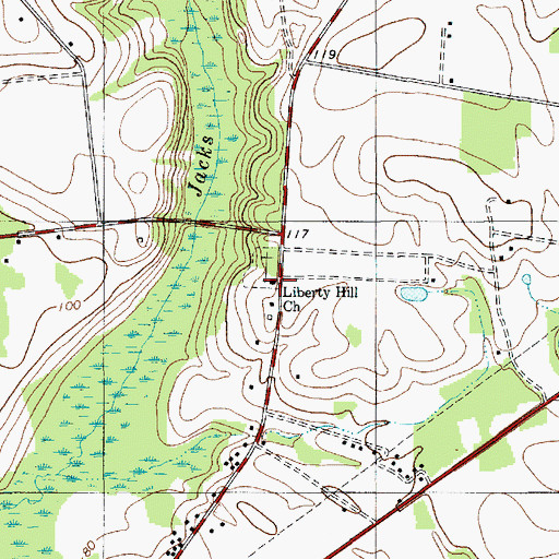 Topographic Map of Liberty Hill Church, SC