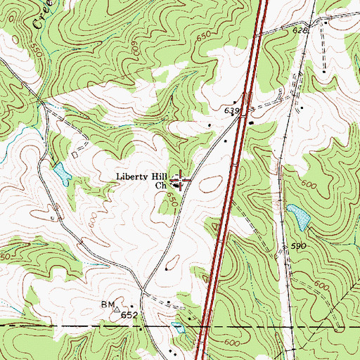 Topographic Map of Liberty Hill Church, SC