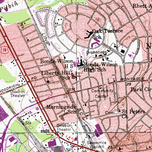 Topographic Map of Liberty Hill School, SC