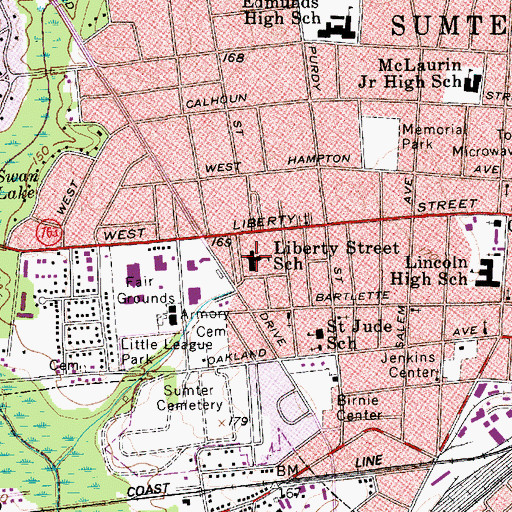 Topographic Map of Liberty Street School, SC