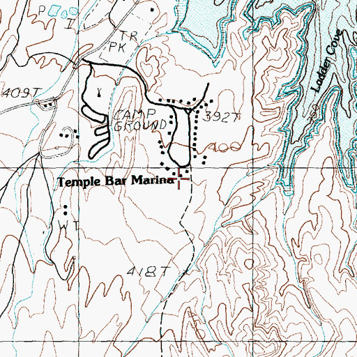 Topographic Map of Temple Bar Marina, AZ