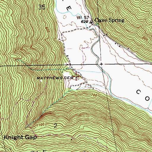 Topographic Map of Matthews Cemetery, AL