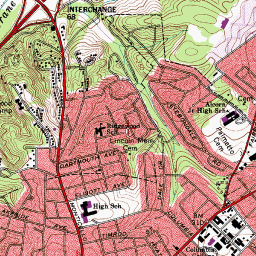 Topographic Map of Lincoln Memorial Cemetery, SC