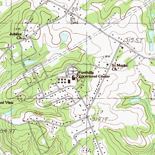 Topographic Map of Lincoln School, SC