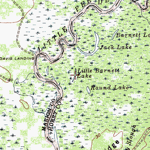 Topographic Map of Little Barnett Lake, SC