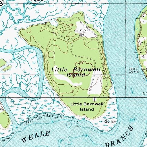 Topographic Map of Little Barnwell Island, SC