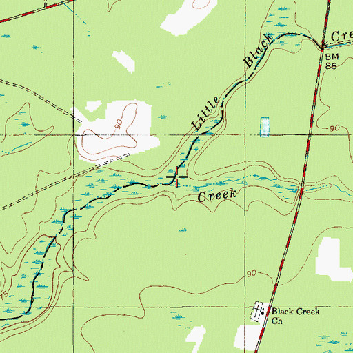 Topographic Map of Little Black Creek, SC