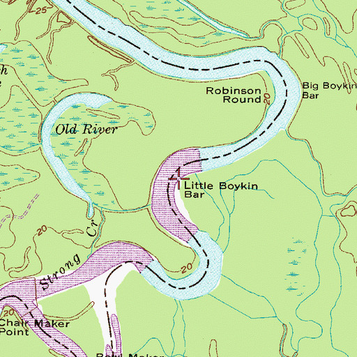 Topographic Map of Little Boykin Bar, SC