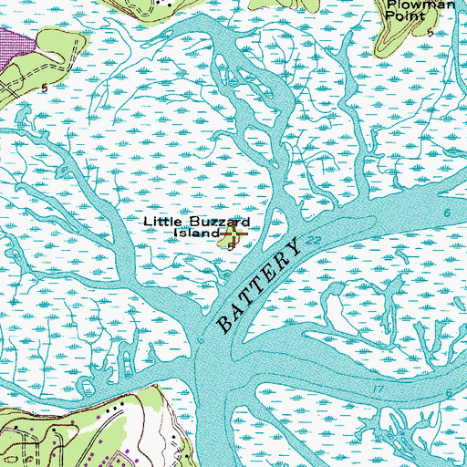 Topographic Map of Little Buzzard Island, SC