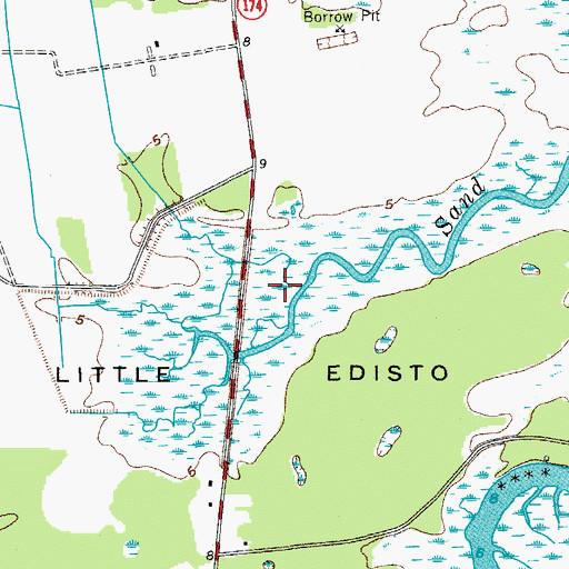 Topographic Map of Little Edisto Island, SC