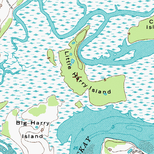 Topographic Map of Little Harry Island, SC